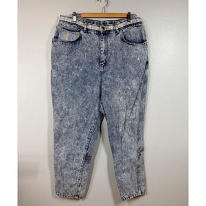 Stefano Jeans Womens 20W Blue Acid Wash Mom Jeans High Rise Denim Retro Vintage
